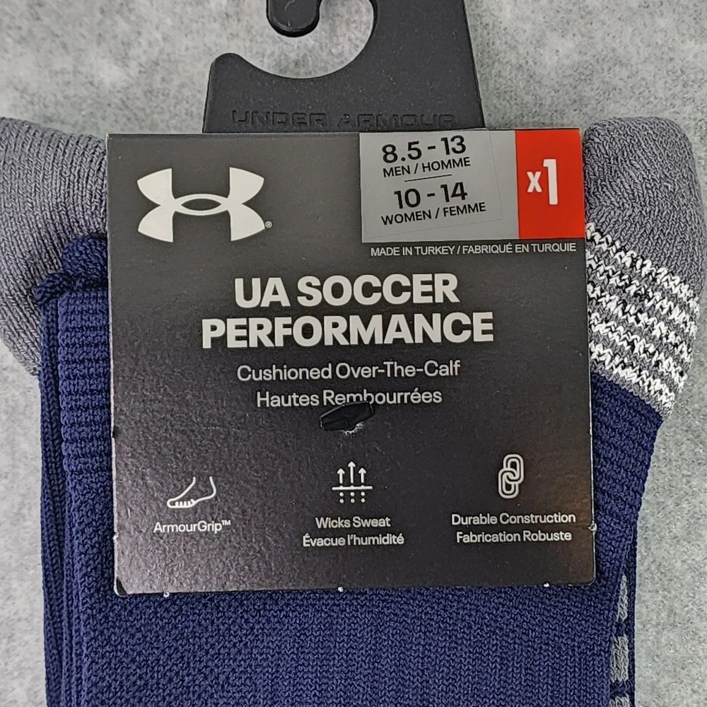 Under Armour Socks Unisex UA Soccer Performance Blue Cushioned Over-The-Calf